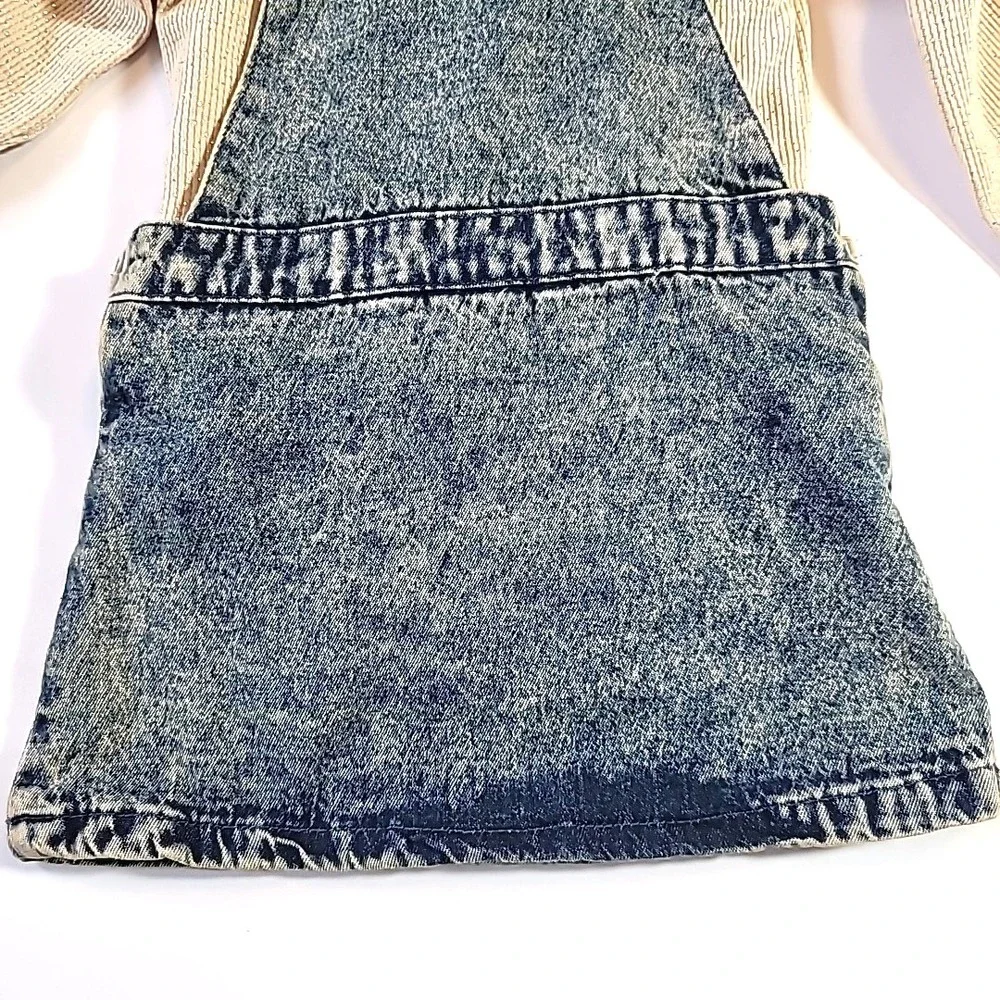 Little Lass Baby Girl Size 18M Denim Jean Bib & Plaid Dress-Bodysuit‎ & Headband